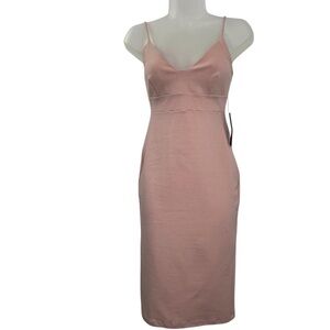 NEW W/Tags Lulus Don’t Tell ‘Em Blush Pink Bodycon Midi Dress Fitted Stretchy Sm